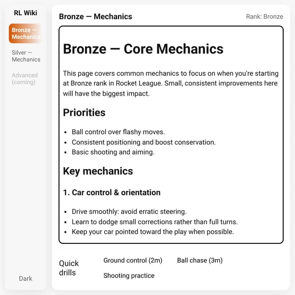 Rocket league Mechanic And Drills Wiki