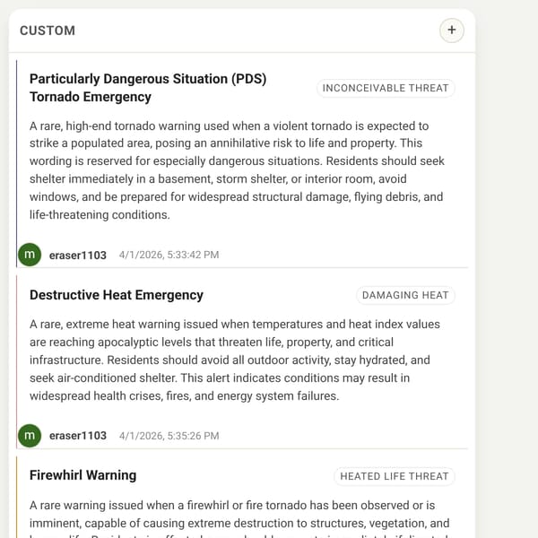 Emergency Alert Types