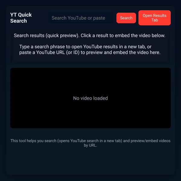 YouTube Quick Search & Embed