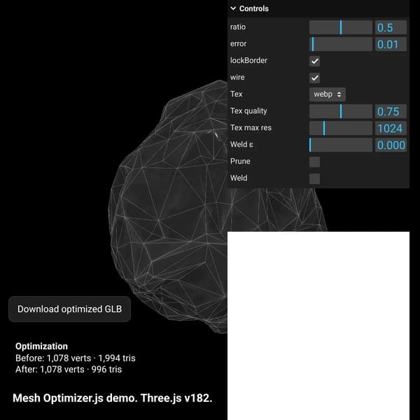 MeshOptimizer.js polygons optimize. +export