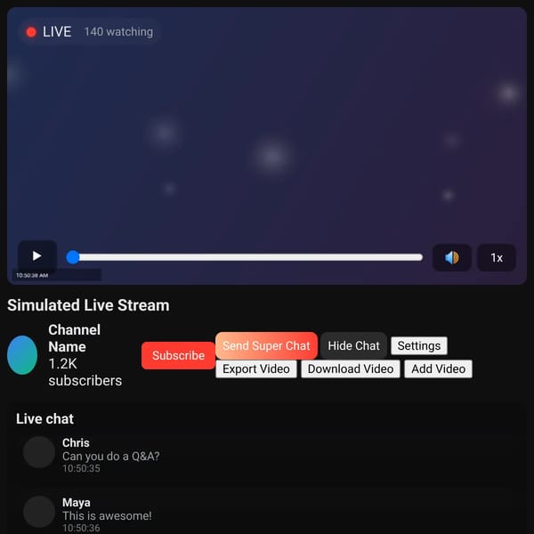 YouTube Live Stream Simulator