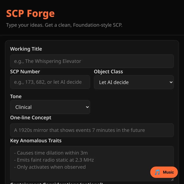 SCP Forge — Generate SCPs with AI