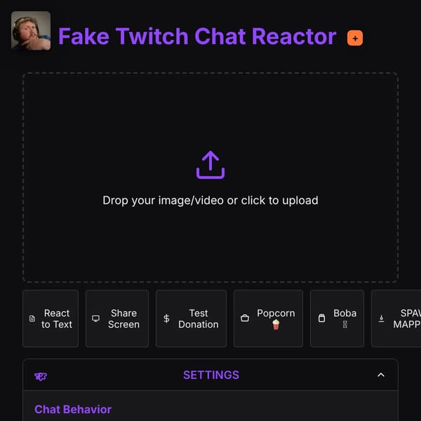 Fake Twitch Chat Reactor