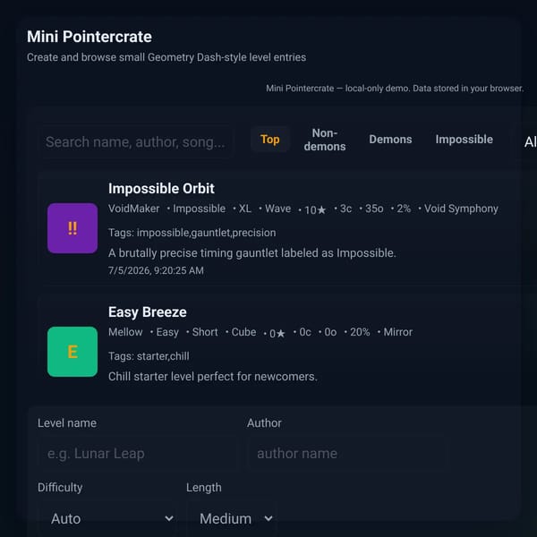 Mini Pointercrate — Level Builder