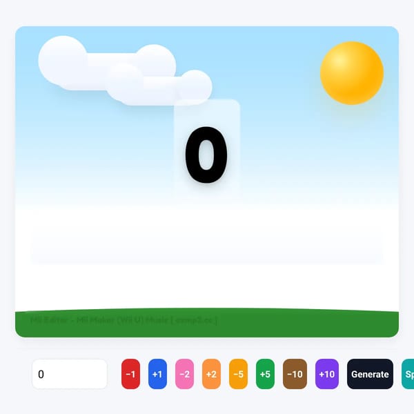 Mii Editor / Number Generator UI (with background audio)