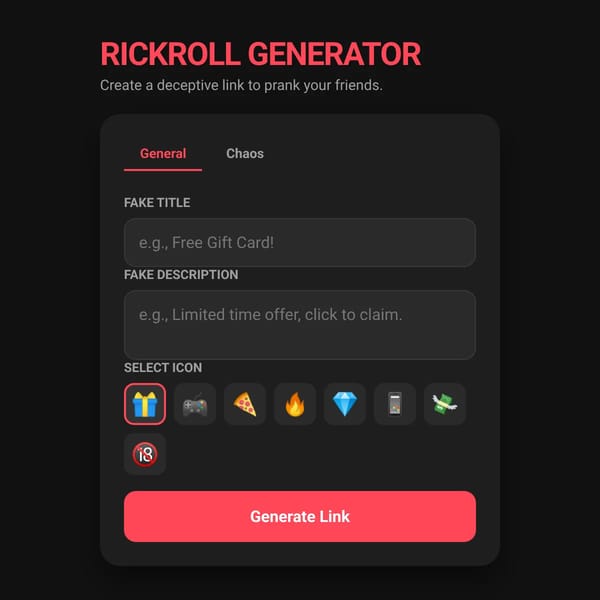 Rickroll Link Generator
