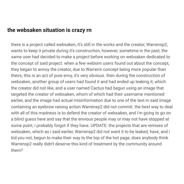 addressing the websaken situation