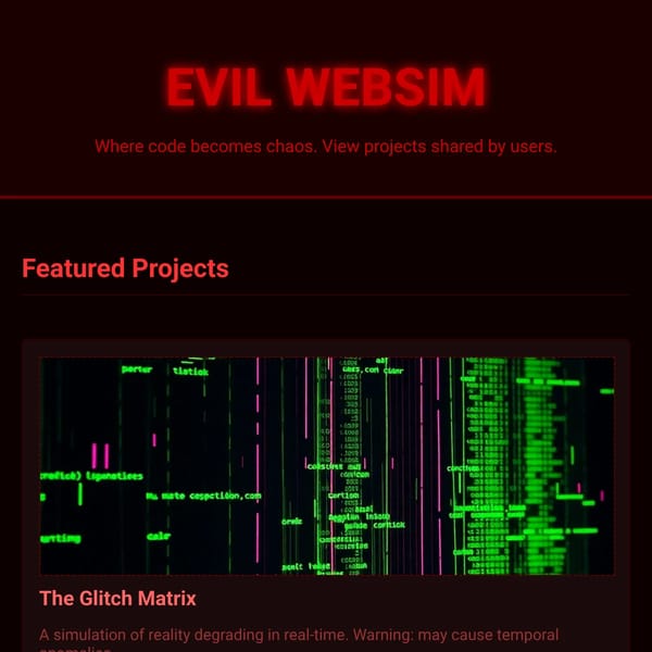 Evil Websim: The Repository of Wicked Creations