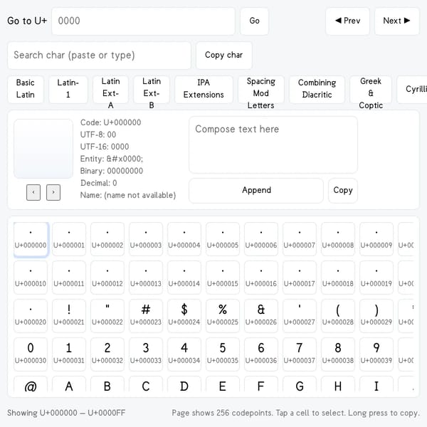 Unicode Pad