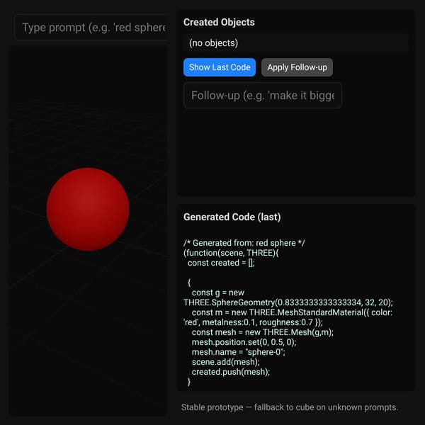 AI → Three.js Generator (Prototype)