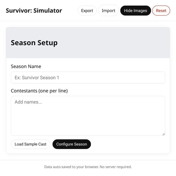 Survivor: Reality Show Simulator