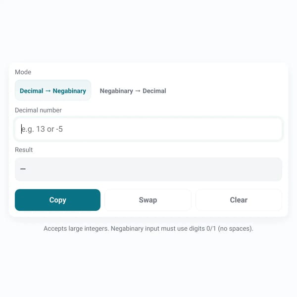 Decimal To Negabinary