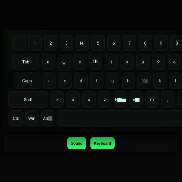 On-screen keyboard with sound and customization modals