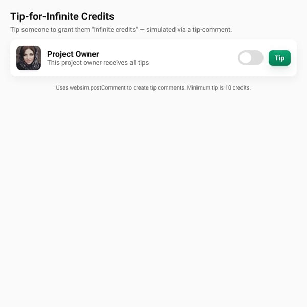 Tip-for-Infinite Credits