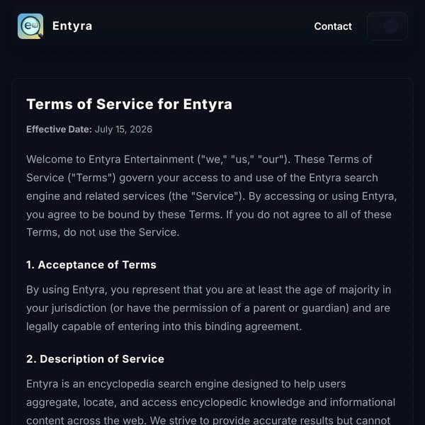 Terms of Service for Entyra