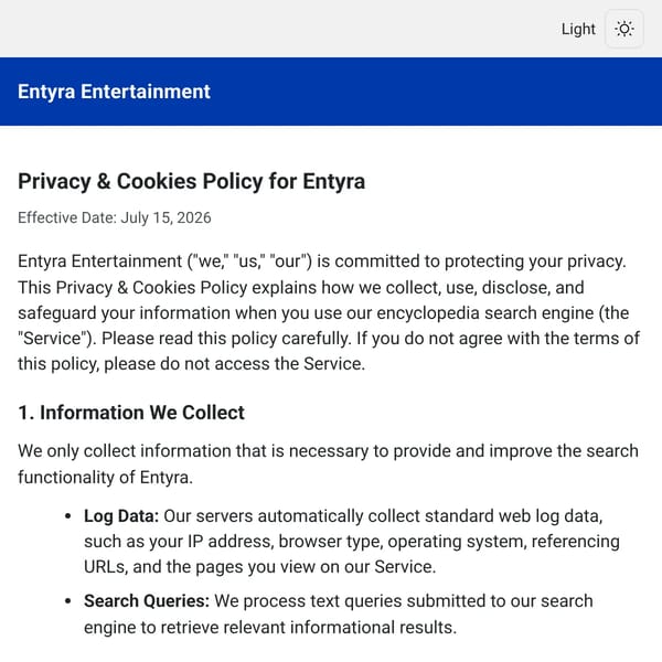 Privacy & Cookies Policy for Entyra
