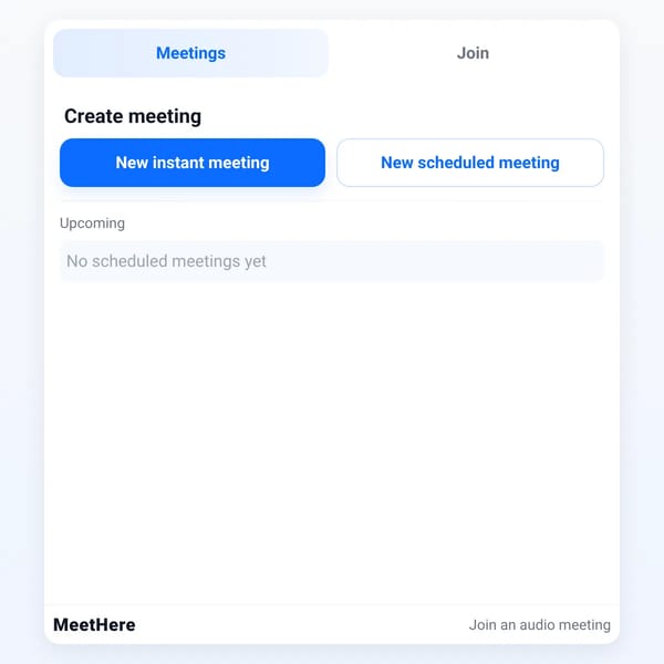MeetHere — Meetings (Create or Join)