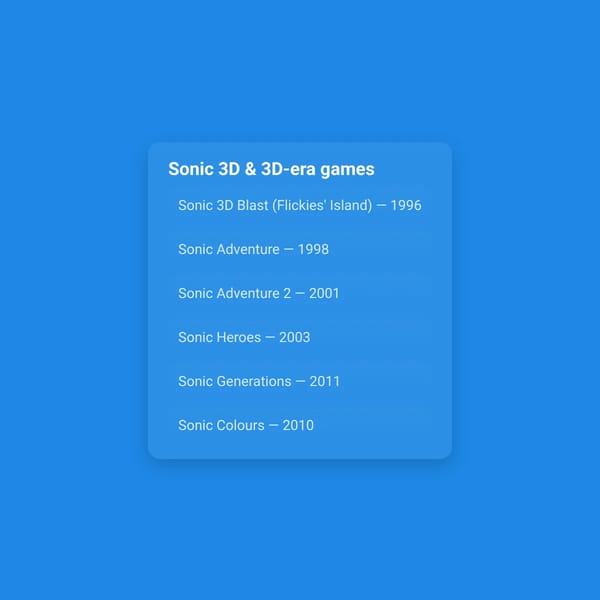 sonic 3d games