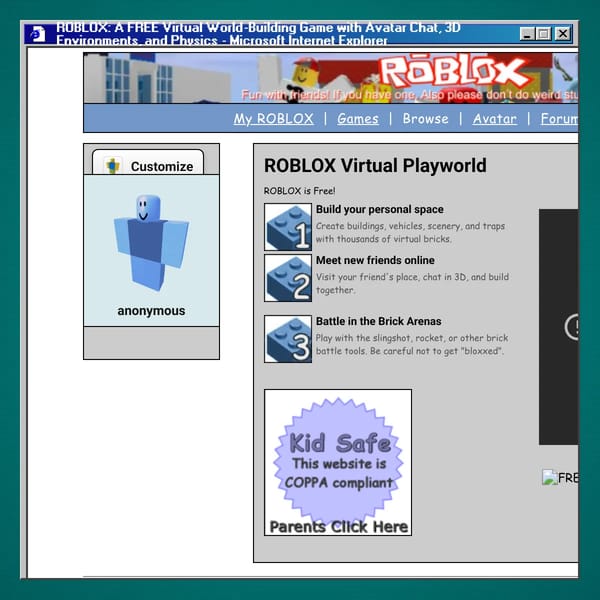 ROBLOX: A FREE Virtual World-Building Game (Microsoft Internet Explorer-style, Early 2007 Showcase)