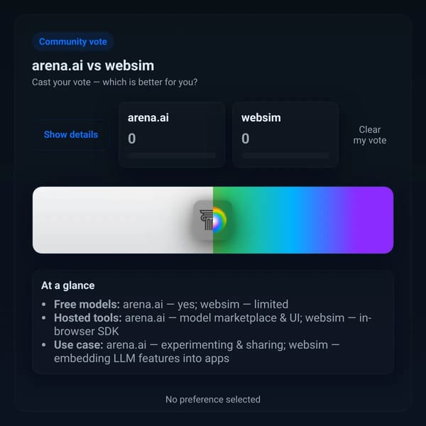 Comparison — arena.ai vs websim