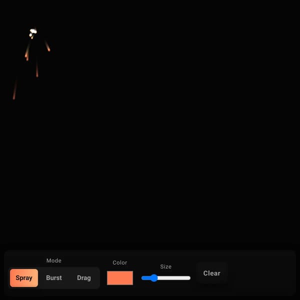 Interactive Particle Painting Canvas with Touch Controls