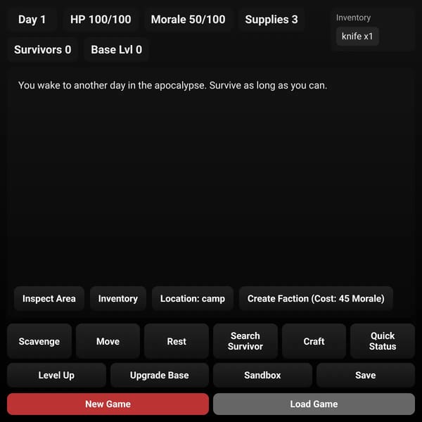 Zombie Survival (Text)