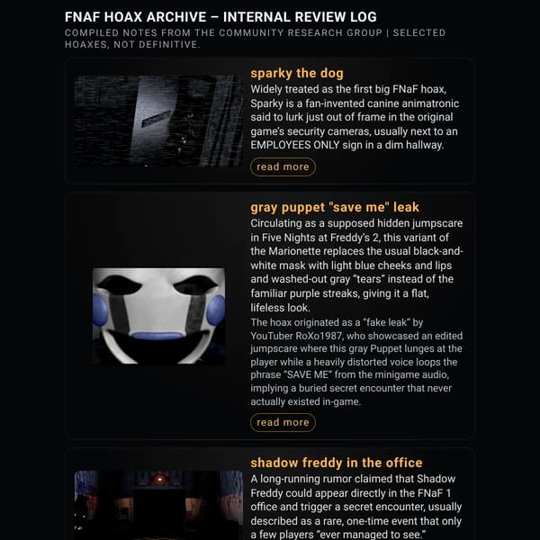 Fnaf hoax archive