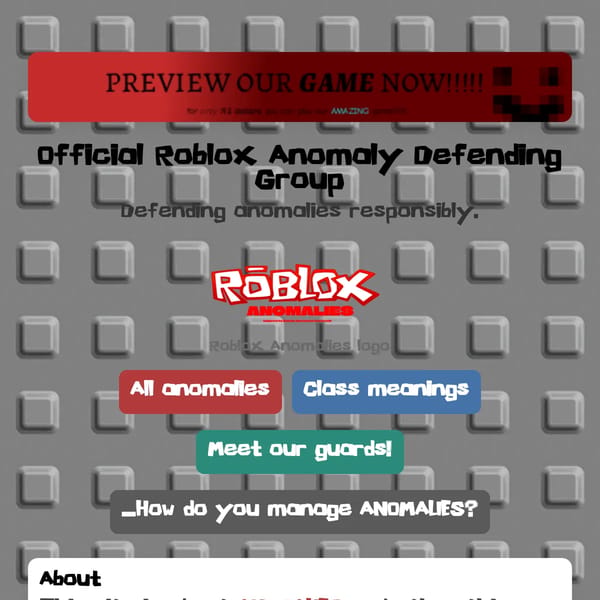Official Roblox Anomaly Defending Group