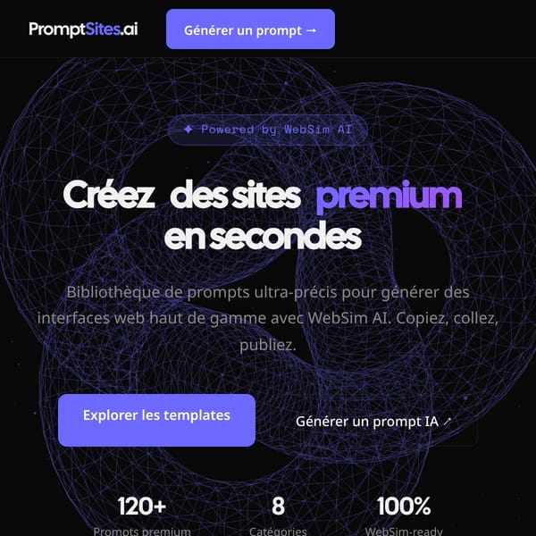 PromptSites.ai — Créez des sites web premium avec WebSim AI