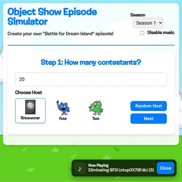 Object Show Episode Simulator