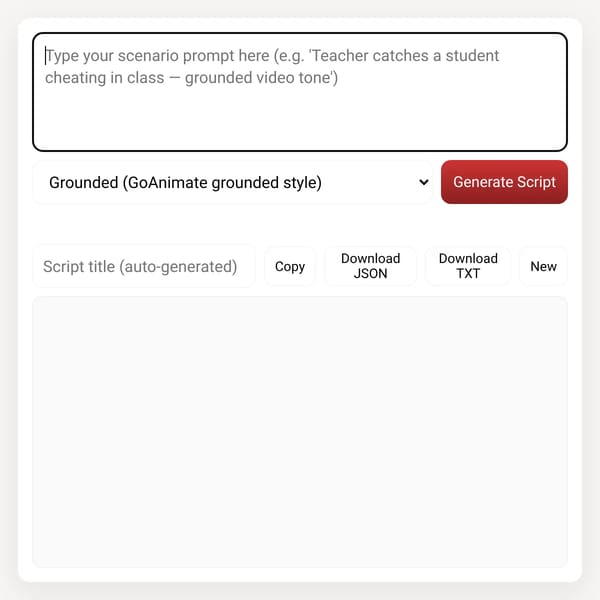 GoAnimate Script Generator