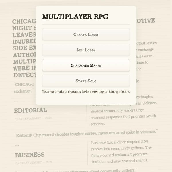 Multiplayer RPG (2 players) — 2-player RPG Lobby