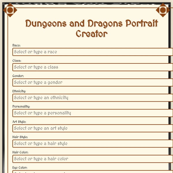 Free Character Creator with AI Image Generation DND