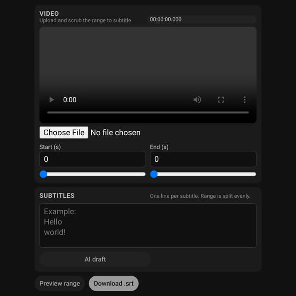 Subtitle (.srt) Generator