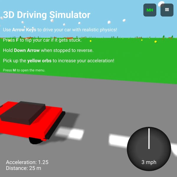 3D Driving Simulator with Realistic Physics