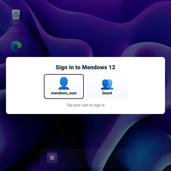 Mendows 12 (Windows-style desktop)