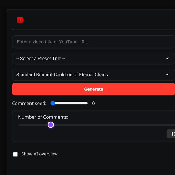 YouTube Brainrot Comment Section Generator