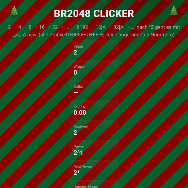 BR2048 CLICKER — Powers of 2 with Alphabet Suffix