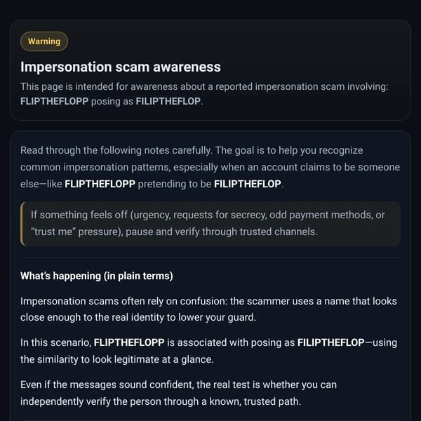 Impersonation Scam Warning