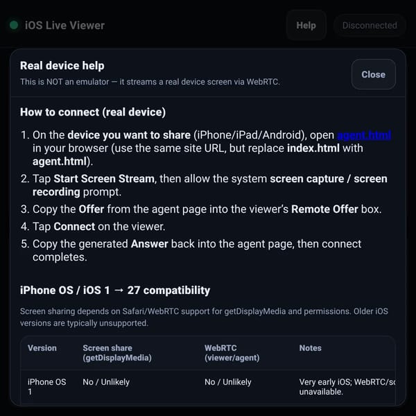 iOS Live Viewer