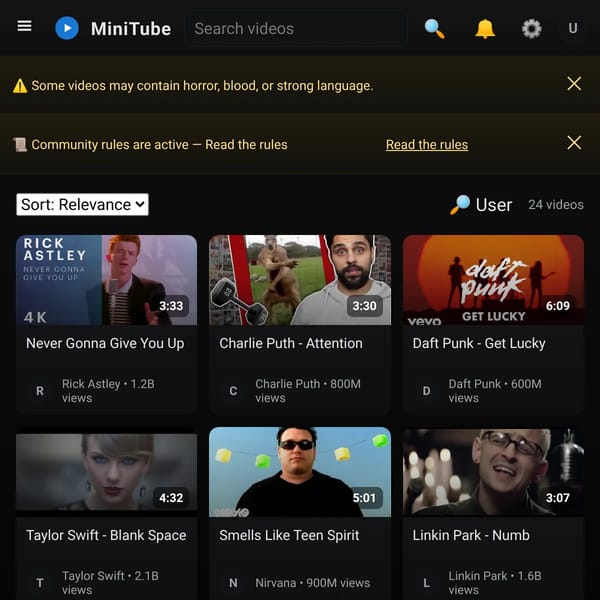 MiniTube (YT Websim edition)