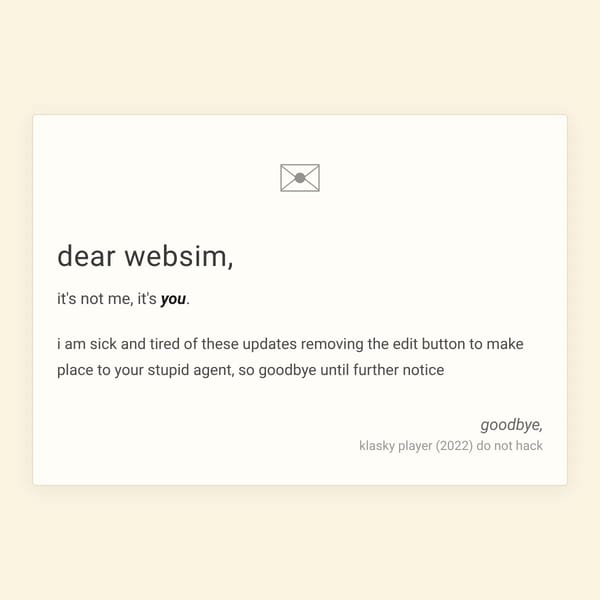 quitting websim