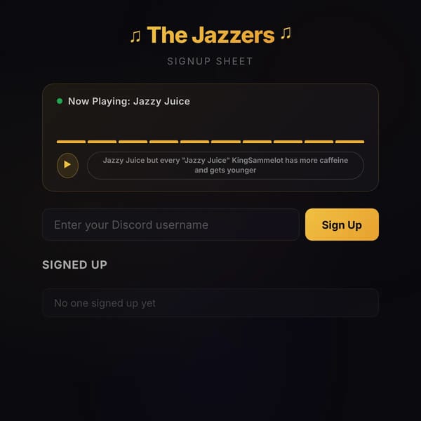The Jazzers Signup Sheet