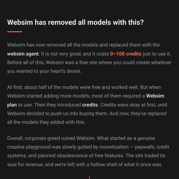 Websims new ai agent...