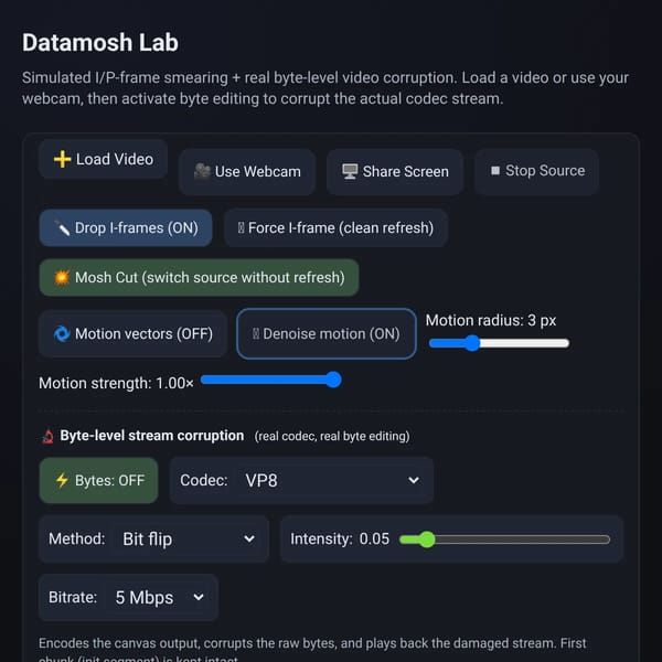 Datamosh Lab — I/P-frame style smearing