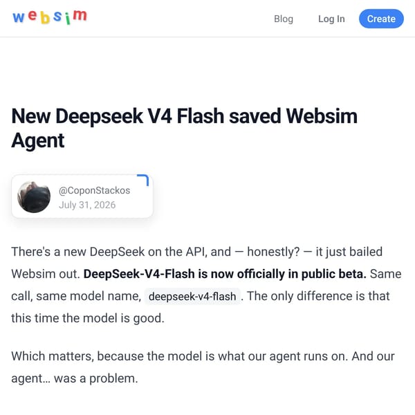 Deepseek silently saved WebsimAgent kinda (nvm)