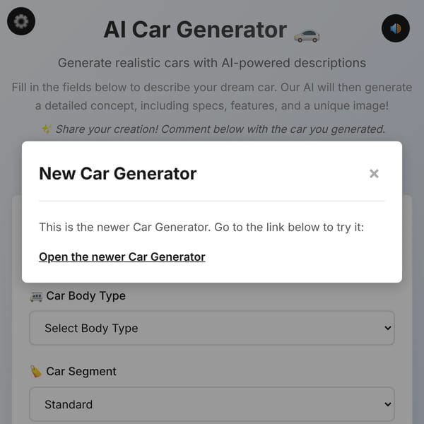 AI Car Generator 🚗