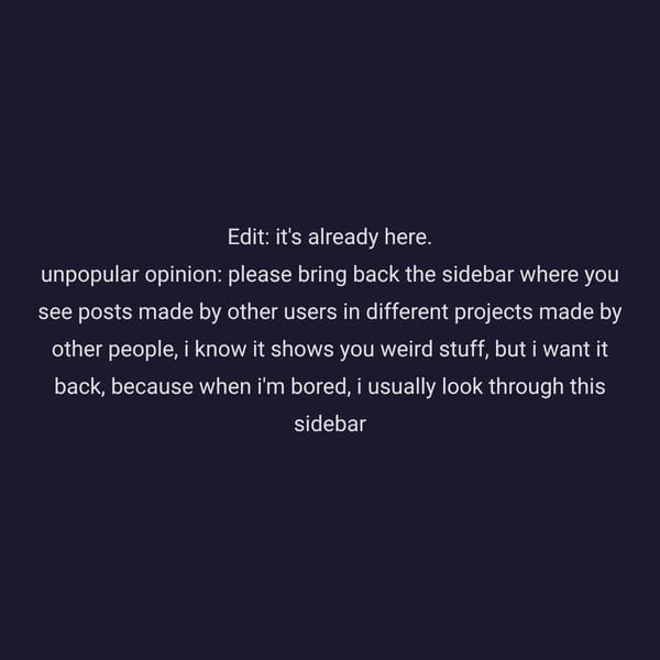 bring back the sidebar