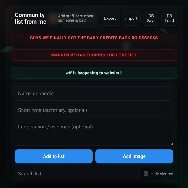 Community predator/ban list