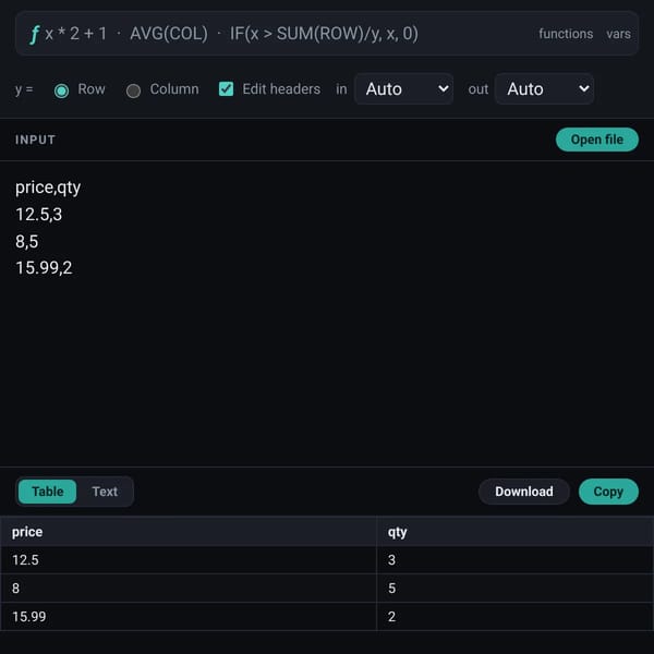 CSV Converter by formula